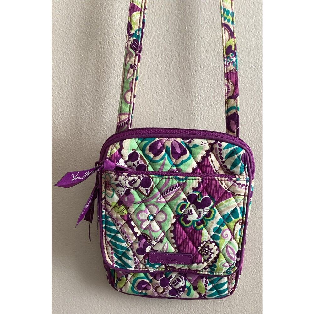 Vera Bradley Disney Plums Up Mickey Minnie Mouse Small Zip Crossbody Purse